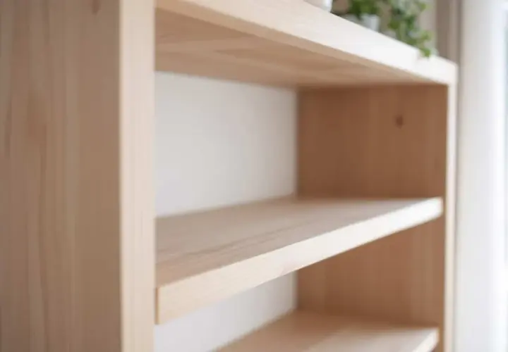 Étagères en bois clair, un meuble DIY simple et élégant.