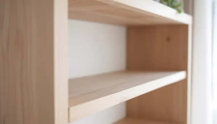 Étagères en bois clair, un meuble DIY simple et élégant.