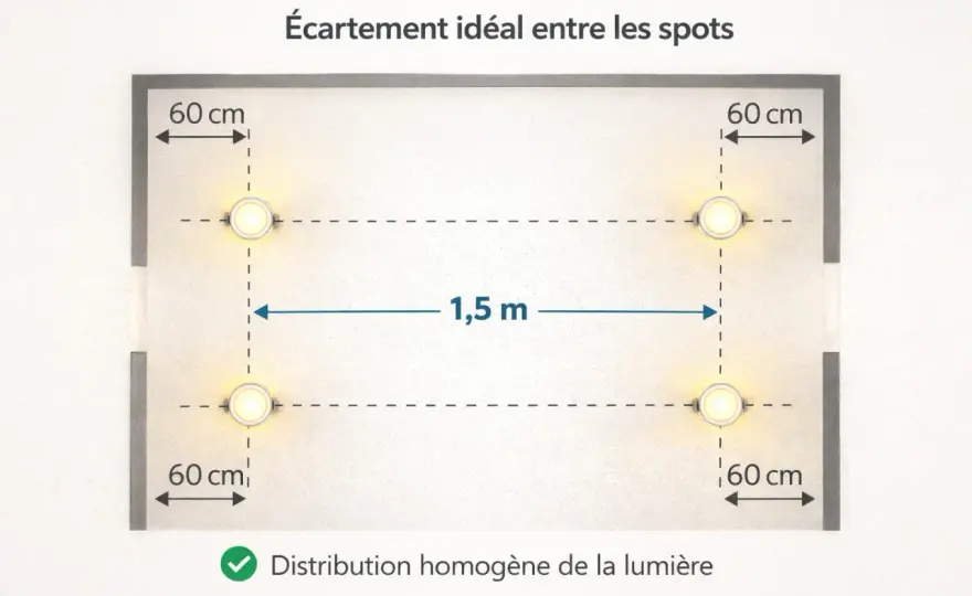 Espacement spots plafond - Évitez ces erreurs courantes !