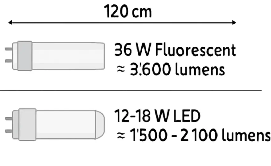 Tube néon 120 cm - Consommation réelle et quand passer au LED