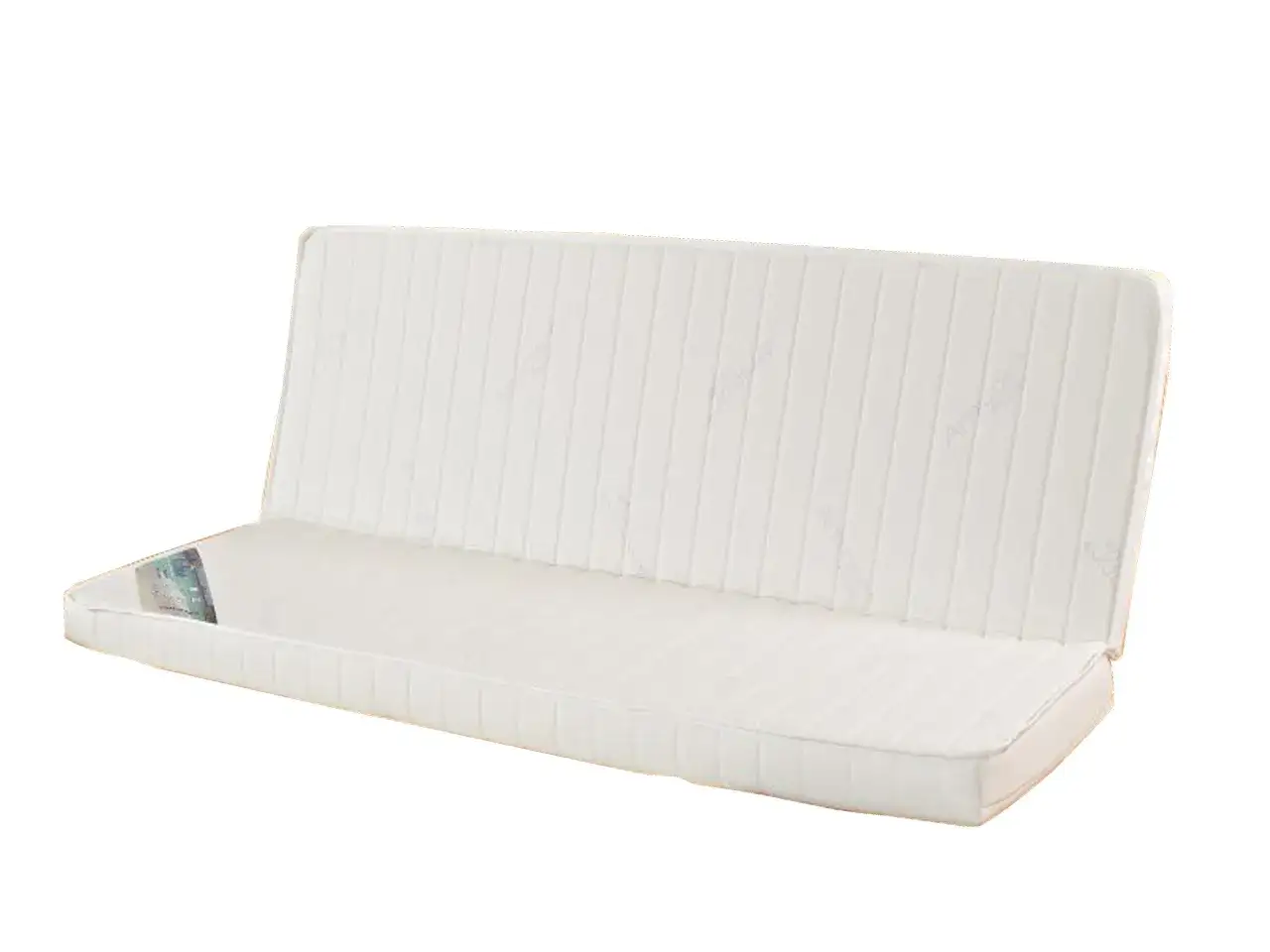 Matelas blanc pour clic-clac, prêt à être installé. Cet attache matelas clic clac assure confort et praticité.